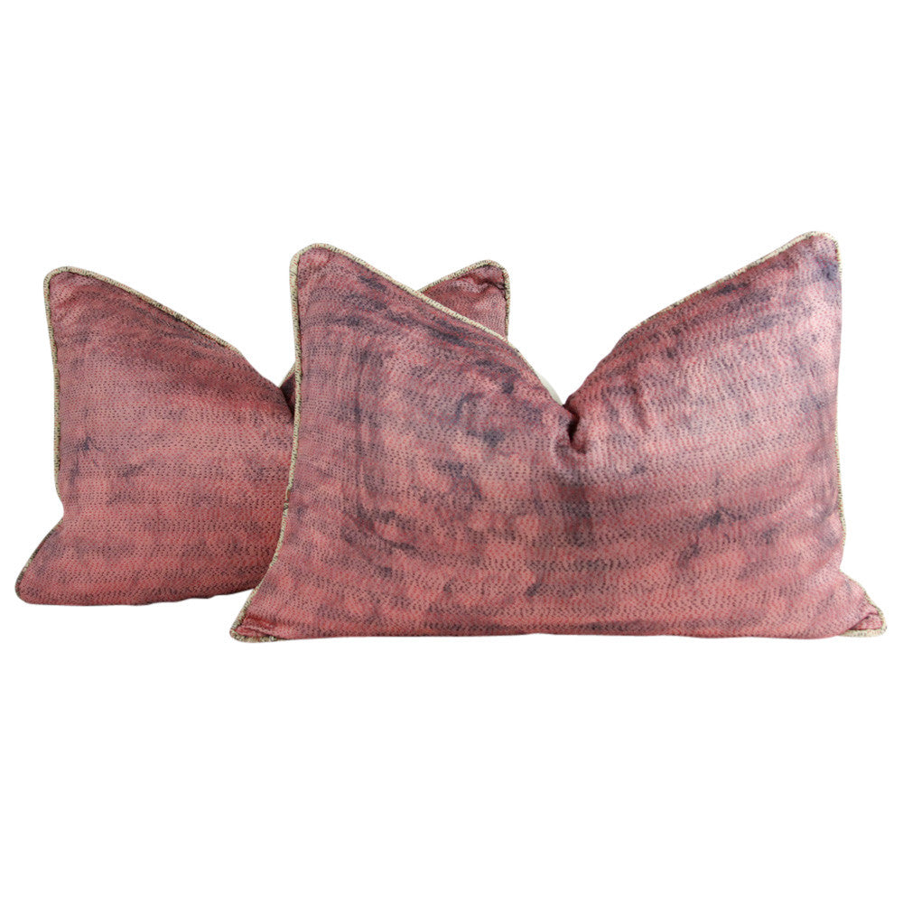 Pink Mist Silk Kantha Pillow