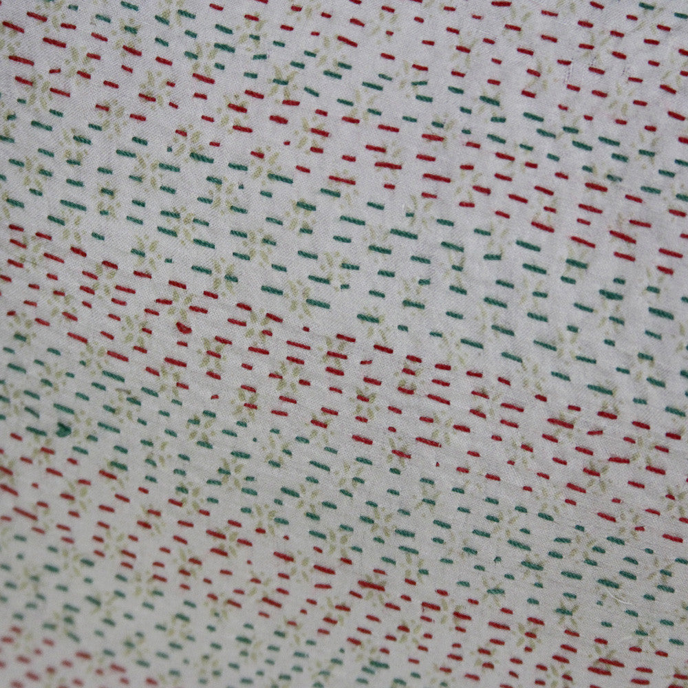 Red And Green Stitched Silk Kantha Pillow I