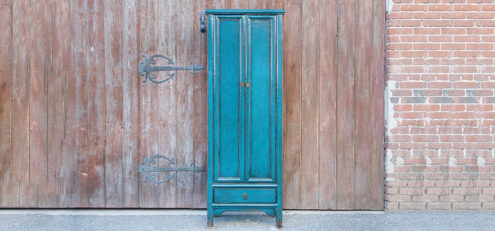Vivid Teal Blue Tall Cabinet