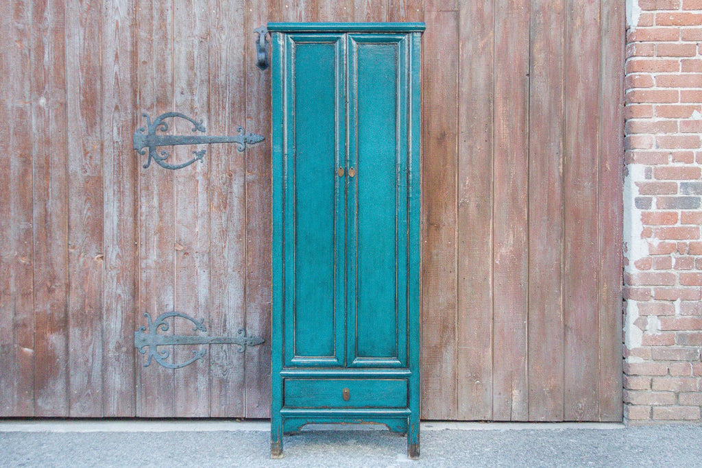 Vivid Teal Blue Tall Cabinet