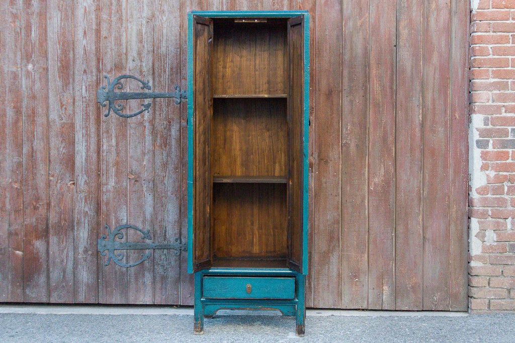 Vivid Teal Blue Tall Cabinet