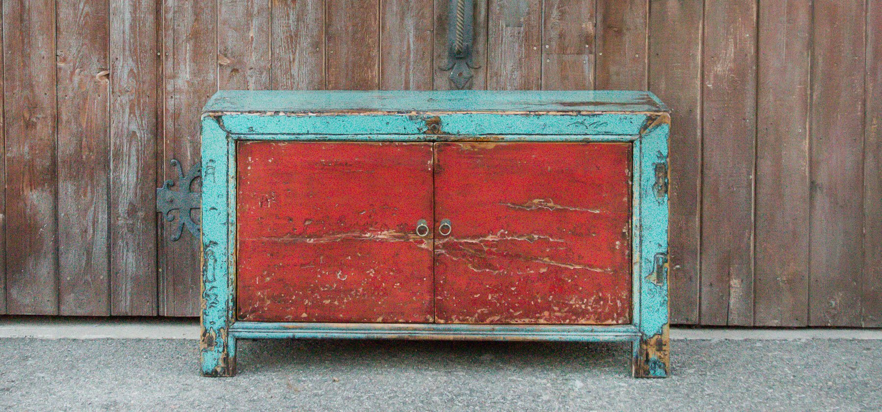 Striking Two Tone Lacquered Asian Cabinet