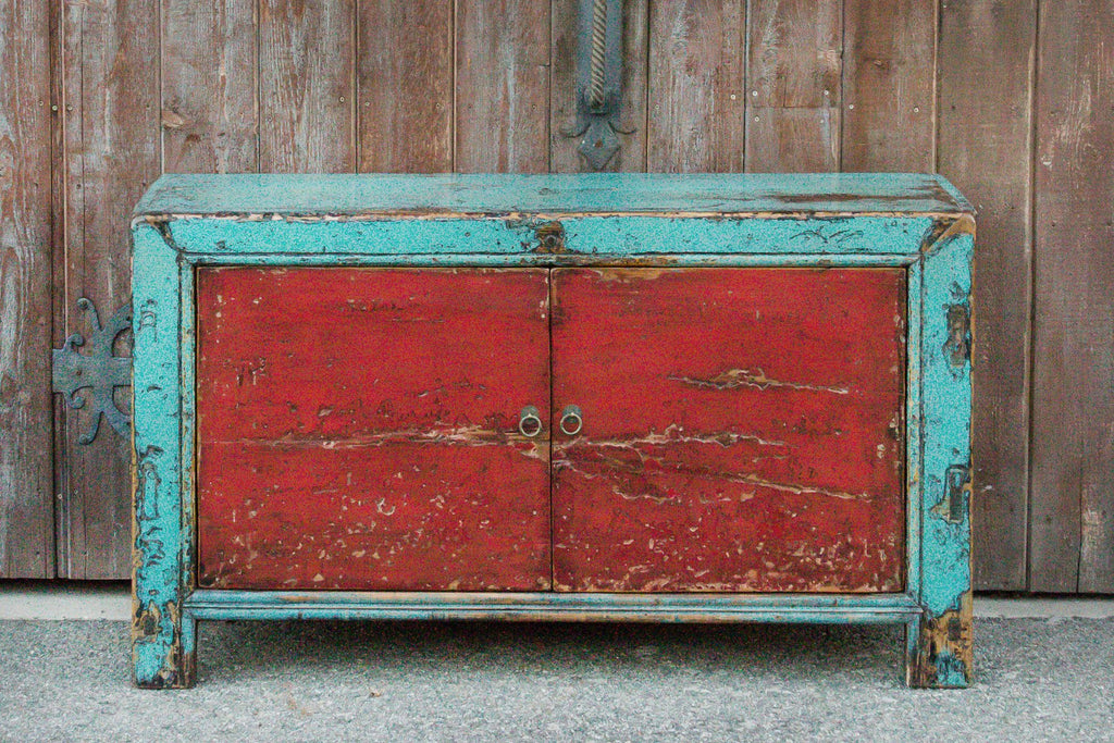 Striking Two Tone Lacquered Asian Cabinet