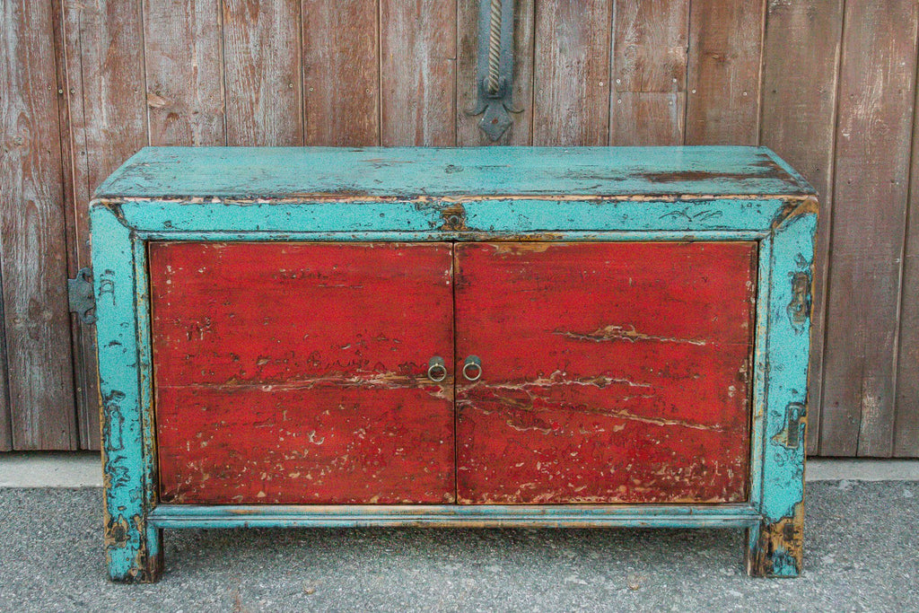 Striking Two Tone Lacquered Asian Cabinet