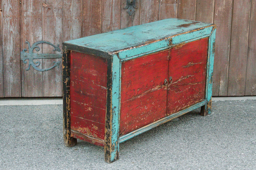 Striking Two Tone Lacquered Asian Cabinet