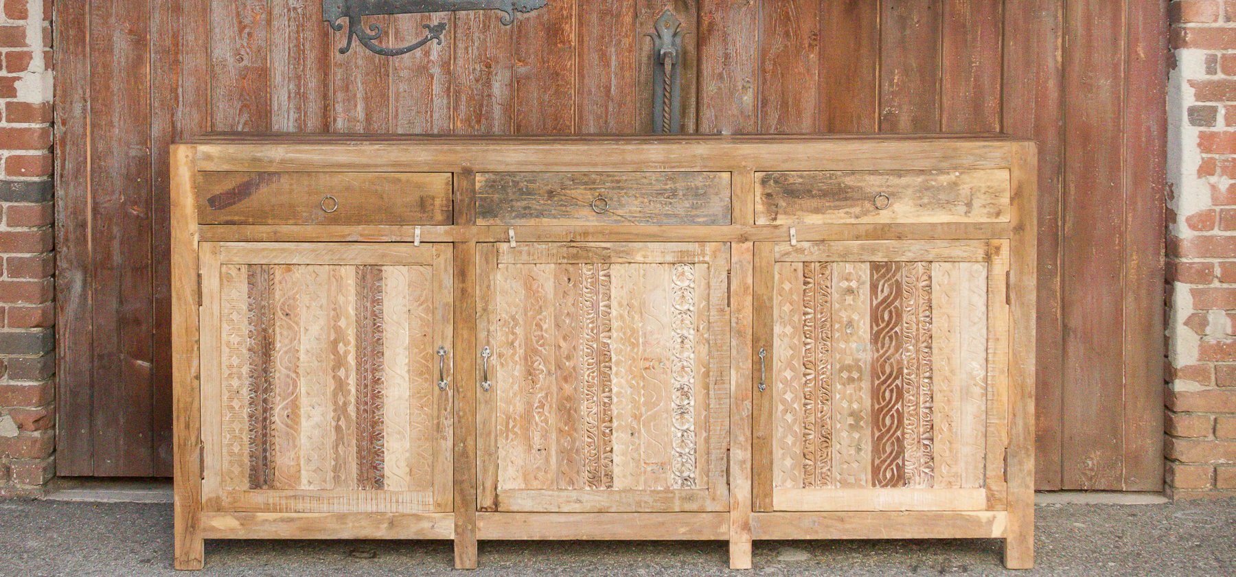 Rustic Carved Front Moorish Sideboard