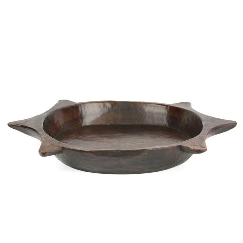 Antique Wooden Bowl with Handles
