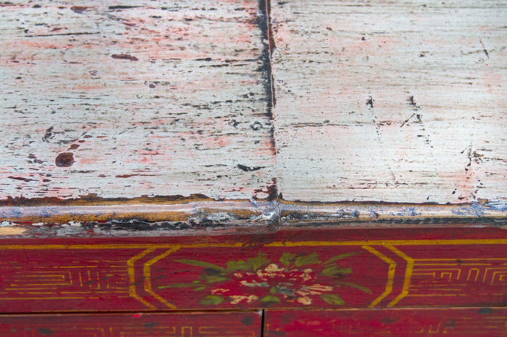 Floral Mongolian Lacquered Buffet Cabinet