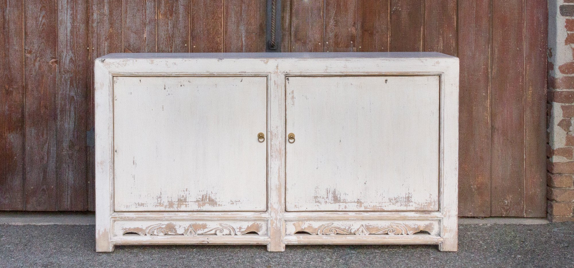Aged White Farmhouse Style Cabinet