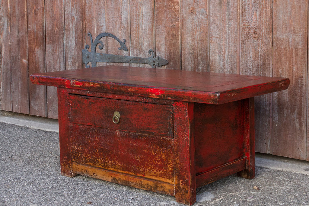 Antique Cadmium Red Altar Table