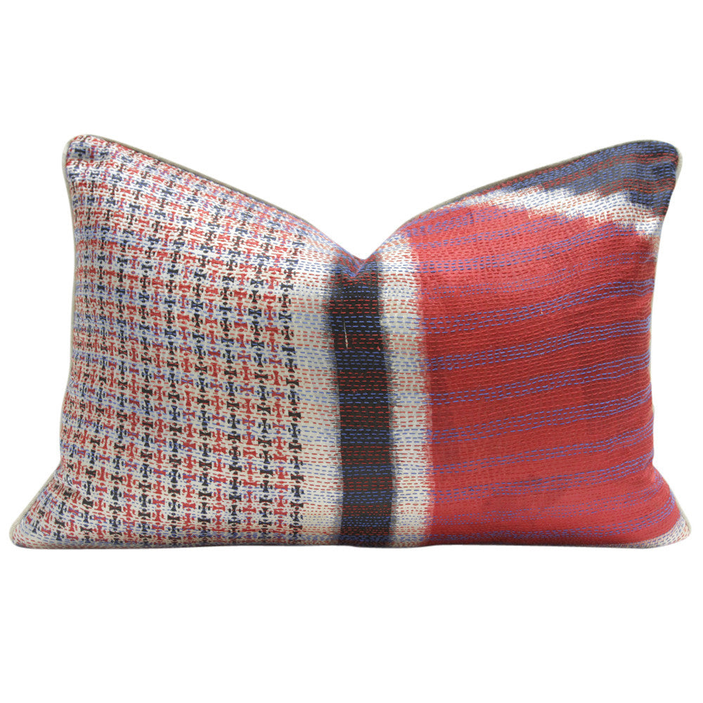 Red & Ebony Bengal Silk Katha Pillow