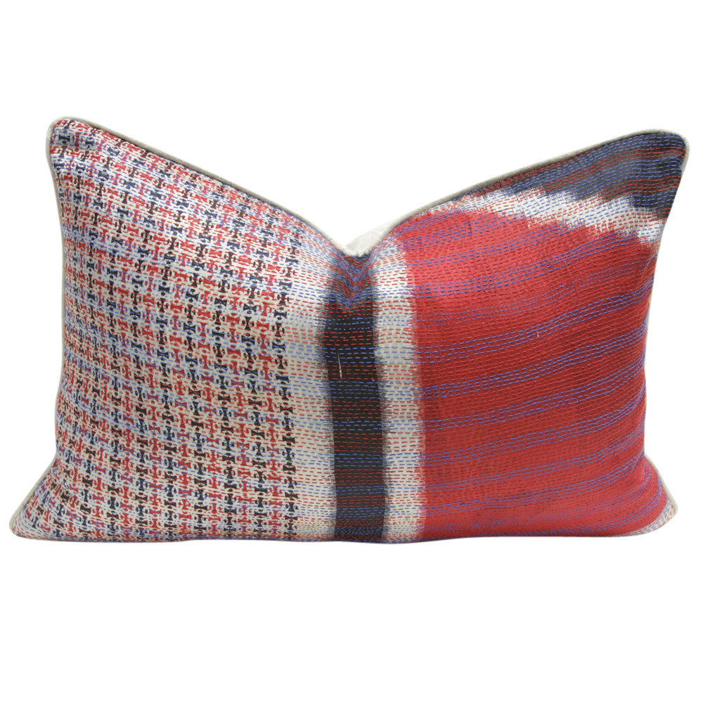 Red & Ebony Bengal Silk Katha Pillow