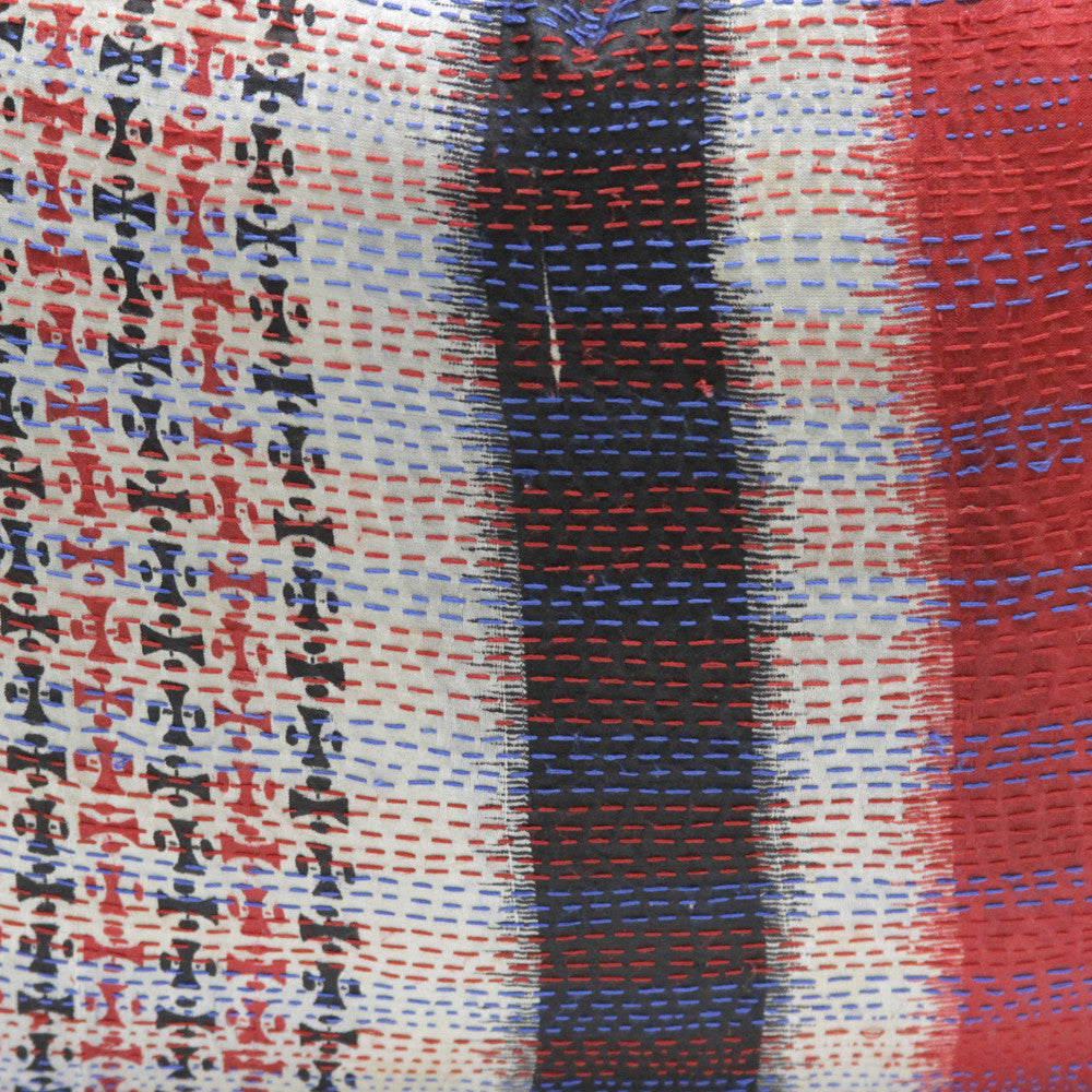 Red & Ebony Bengal Silk Katha Pillow