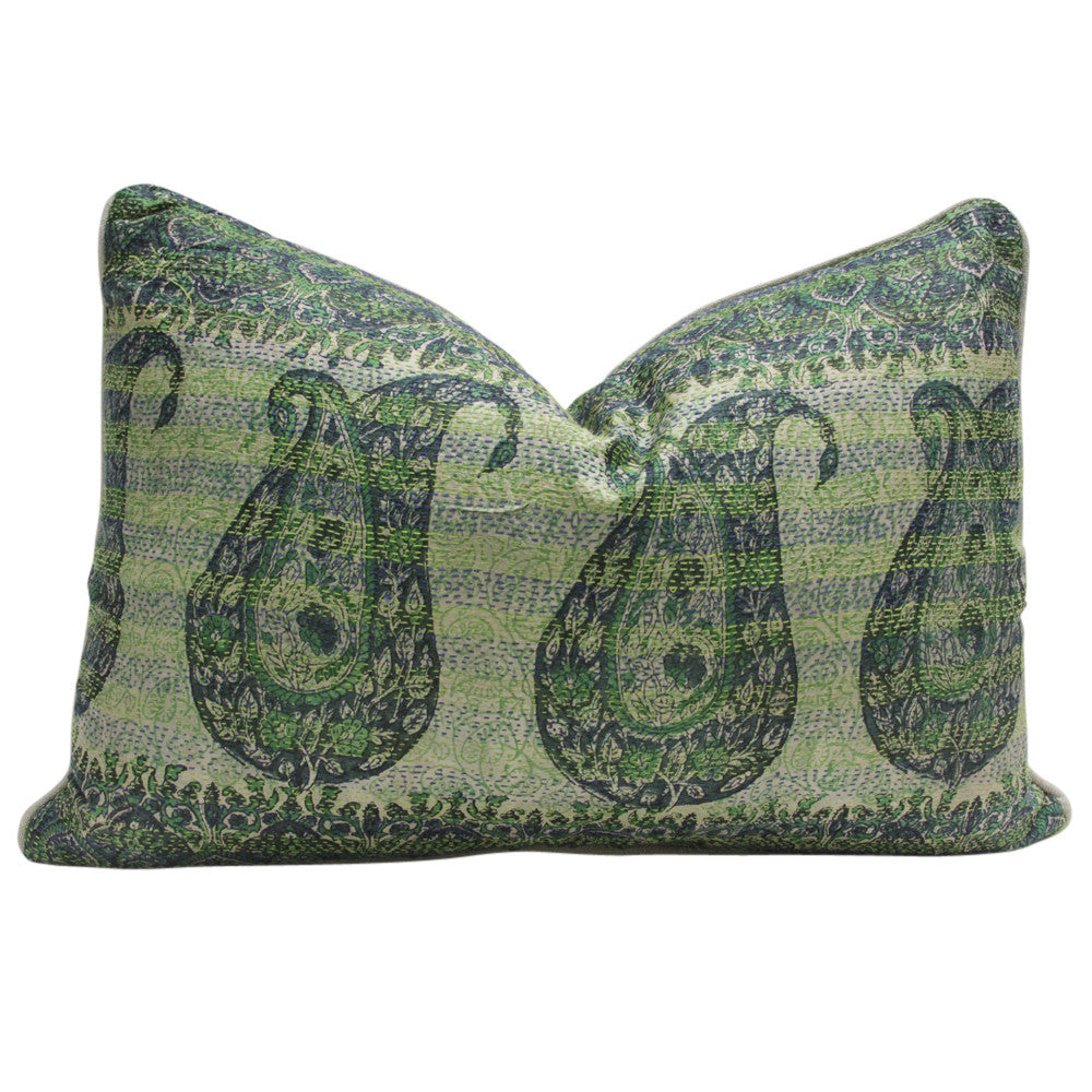 Jade Paisley Bengal Silk Katha Pillow
