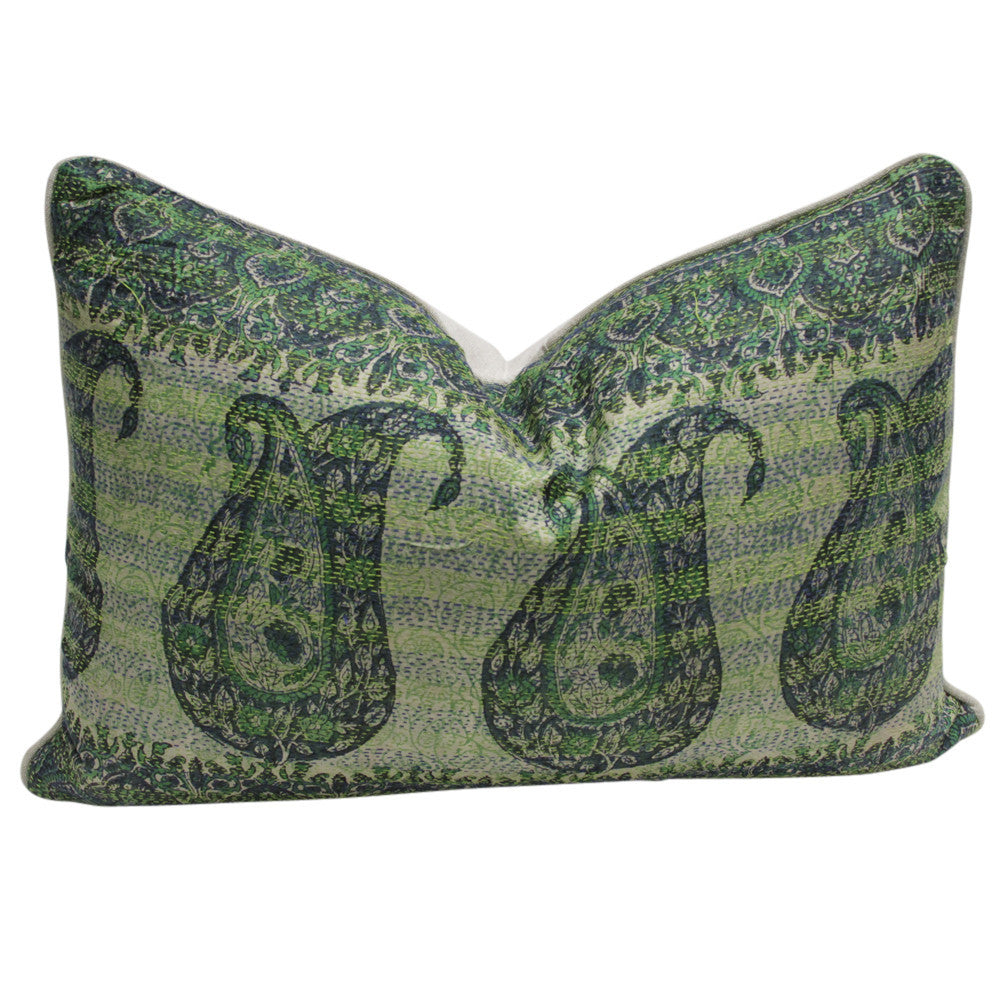 Jade Paisley Bengal Silk Katha Pillow