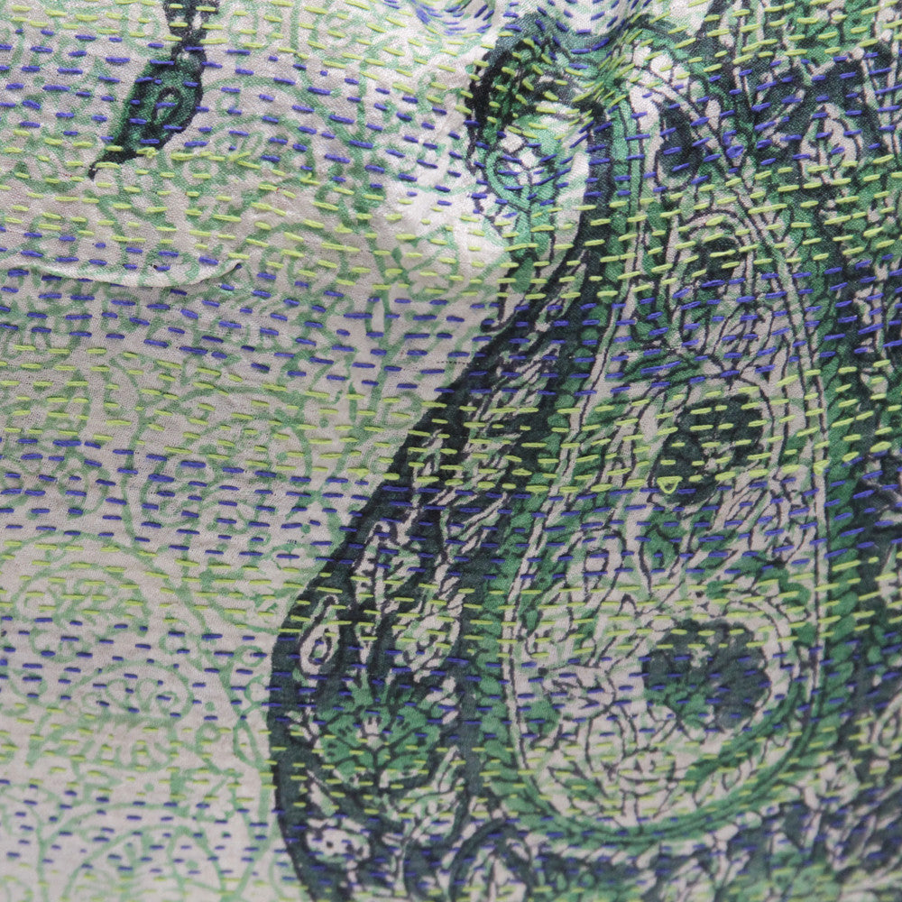 Jade Paisley Bengal Silk Katha Pillow