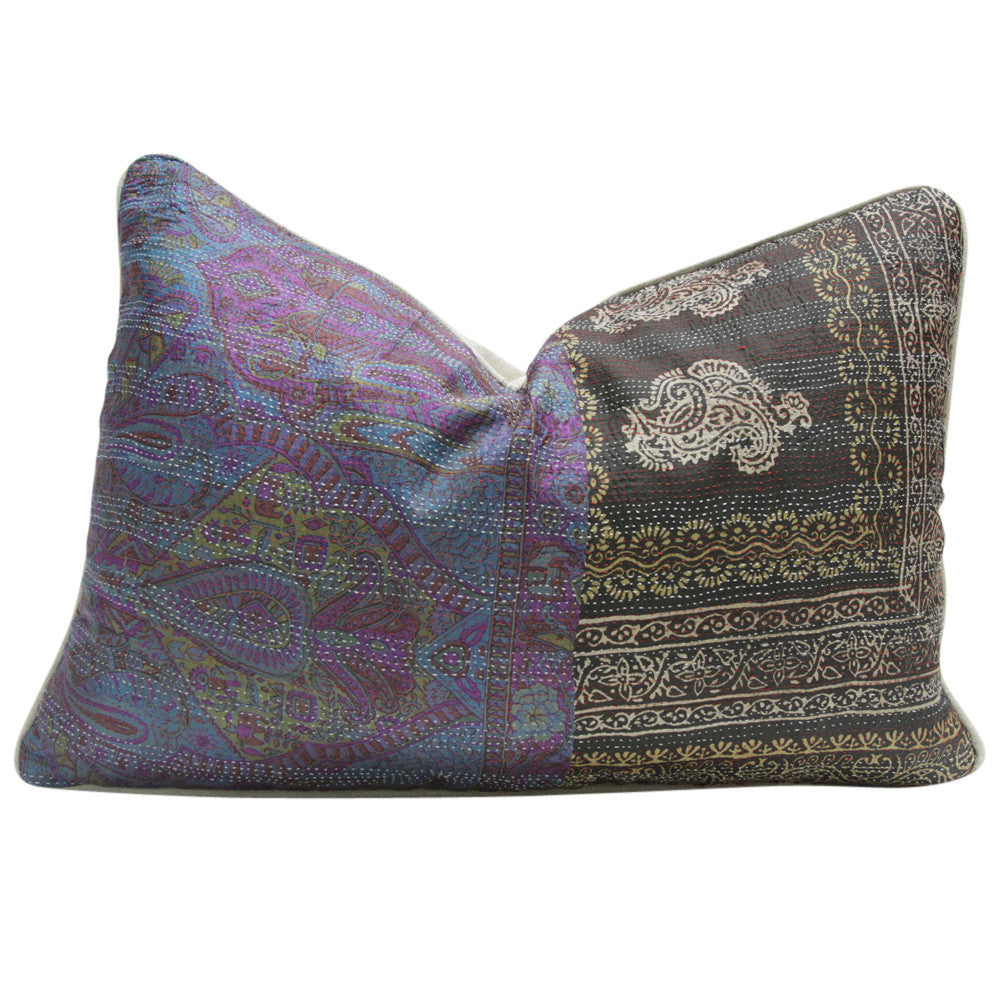 Multicolored Bengal Silk Katha Pillow
