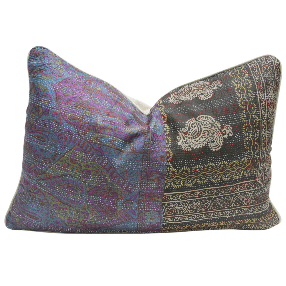Multicolored Bengal Silk Katha Pillow
