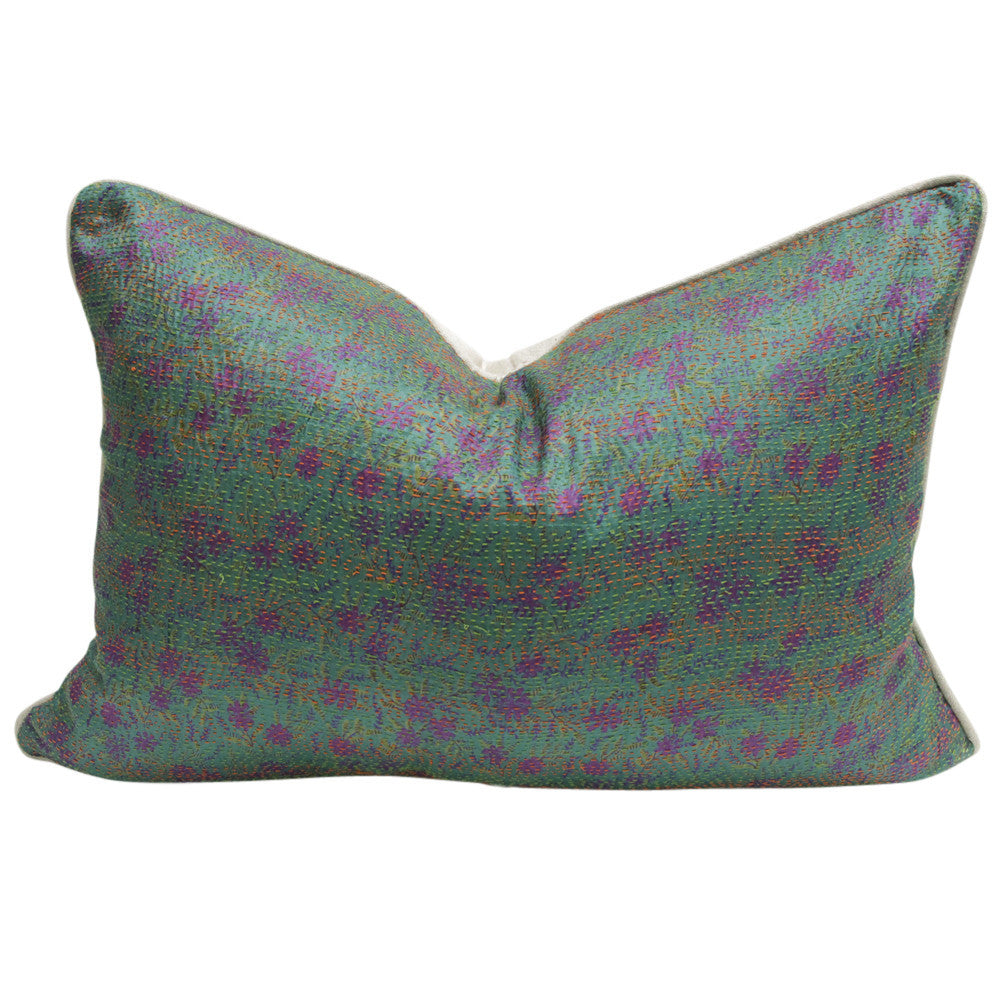 Floral Bengal Silk Katha Pillow