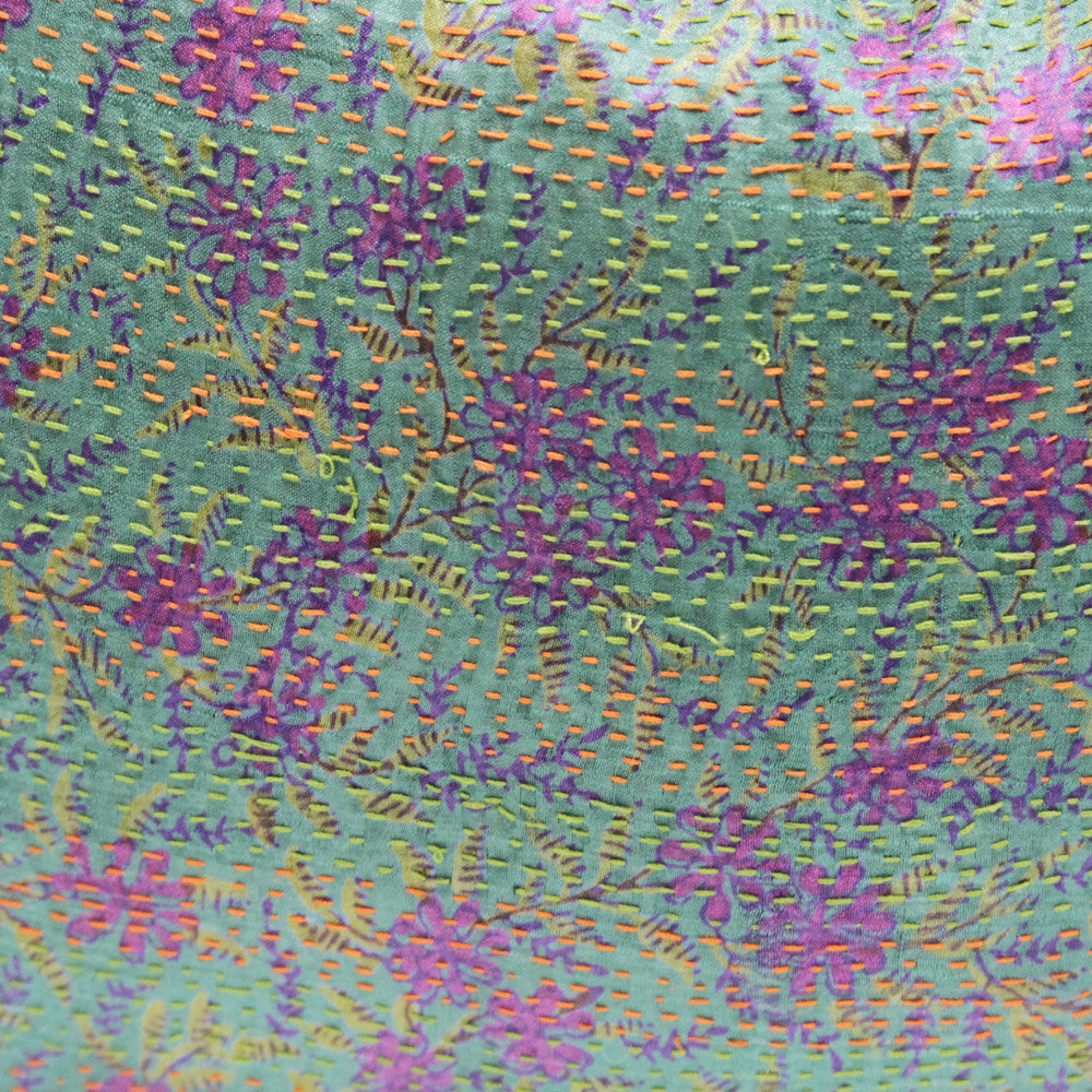 Floral Bengal Silk Katha Pillow
