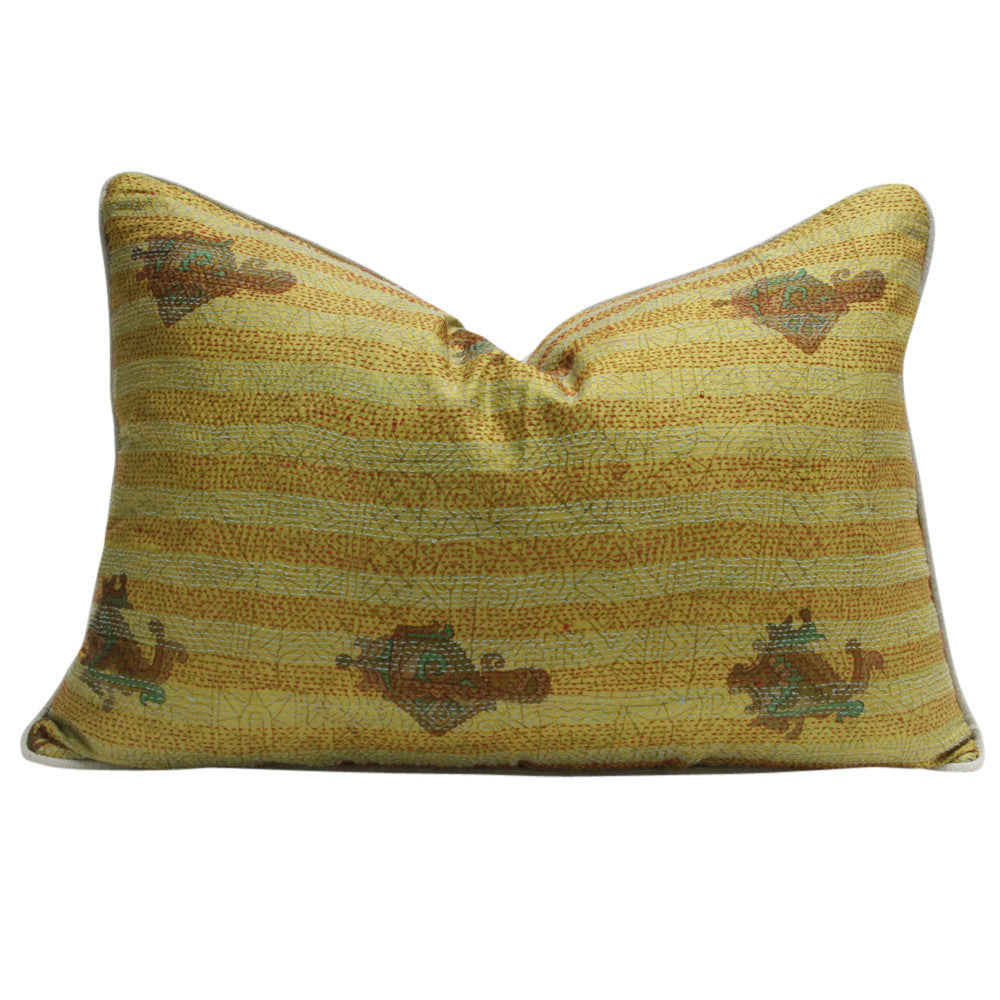 Striped Bengal Silk Katha Pillow