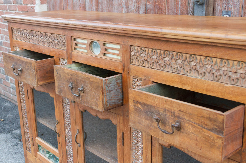 Handsome Carved Front British Colonial Sideboard