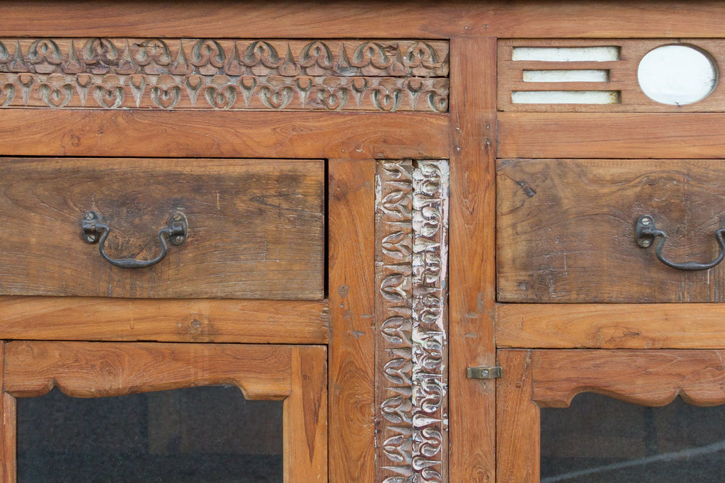 Handsome Carved Front British Colonial Sideboard