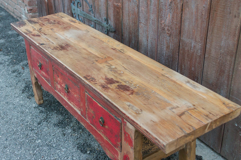 Red Tibetan Low Console