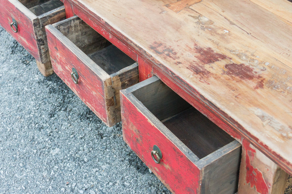Red Tibetan Low Console