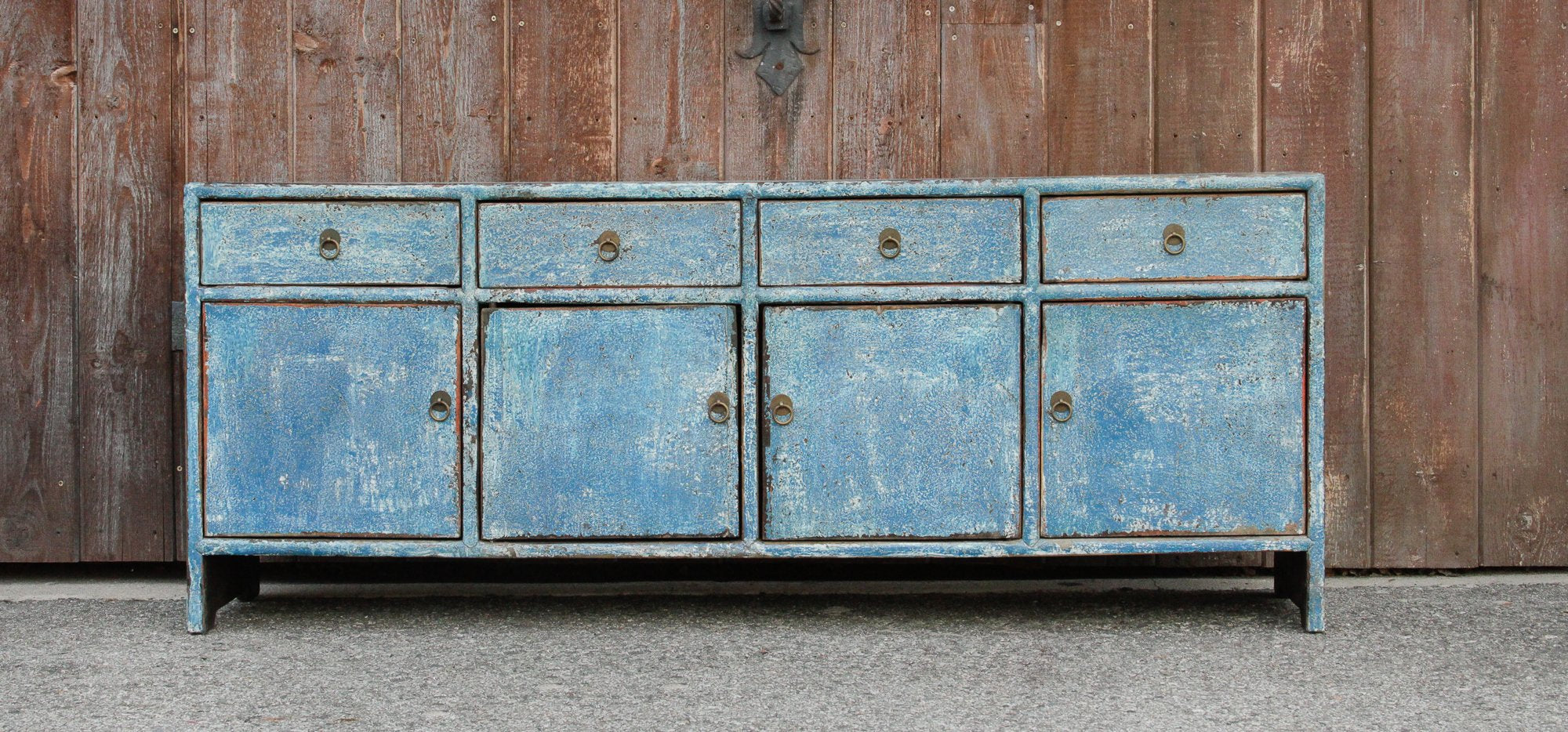 Qing Style Powdered Blue Low Credenza