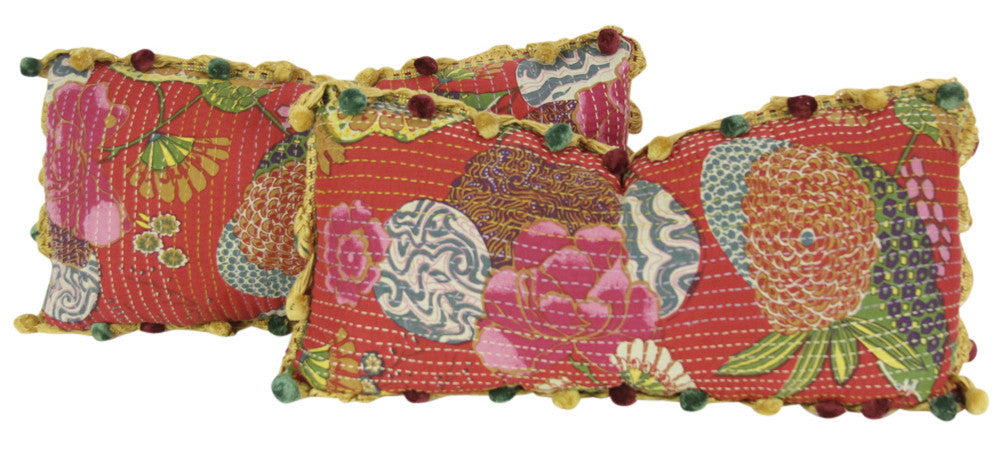 Jogi Rali Crimson Pillow, Set Of 2