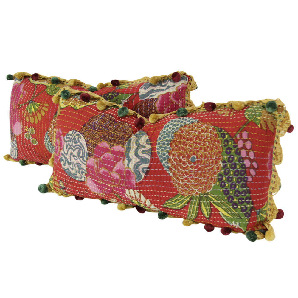 Jogi Rali Crimson Pillow, Set Of 2