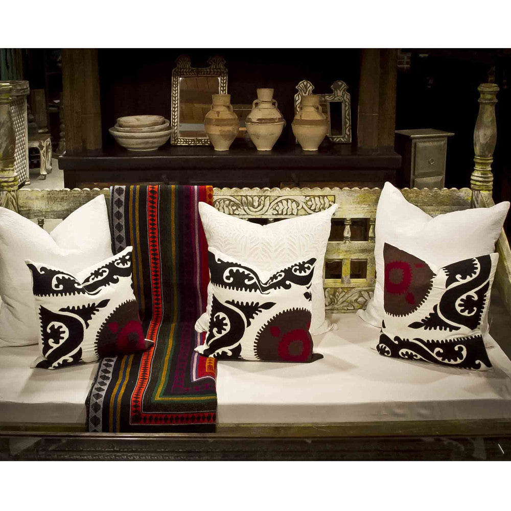 Ebony Suzani Crest Pillow