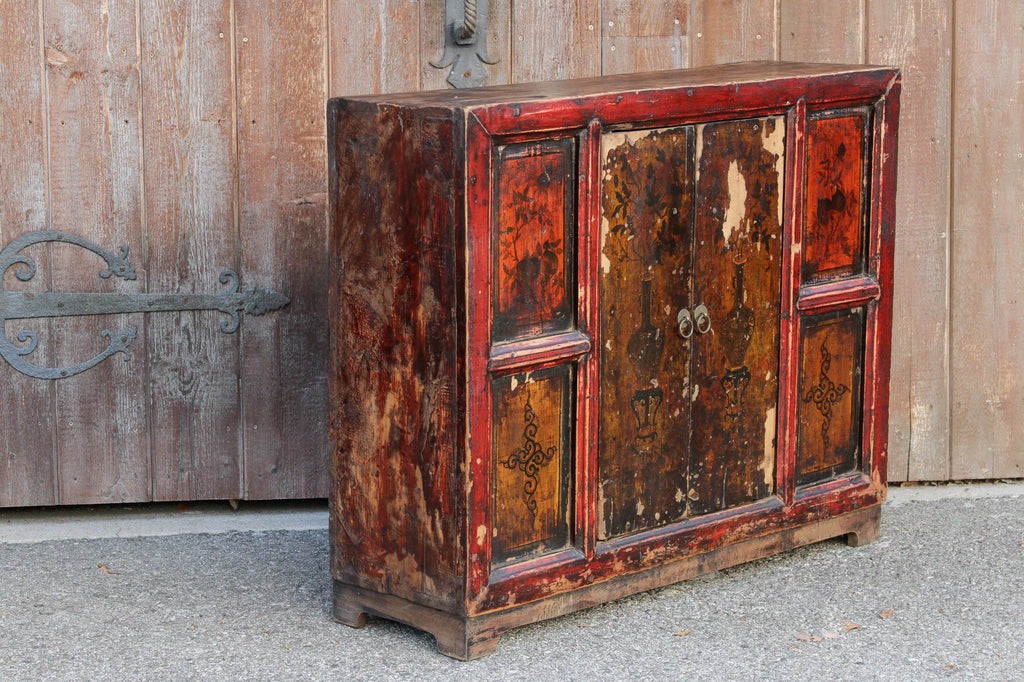 Antique Painted Tibetan Cabinet