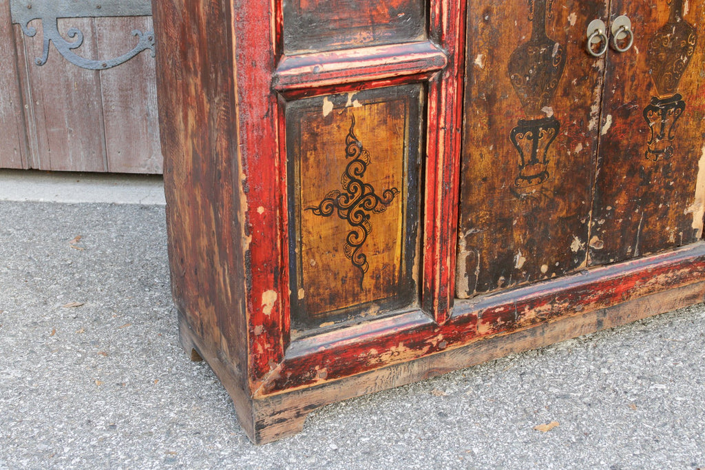 Antique Painted Tibetan Cabinet