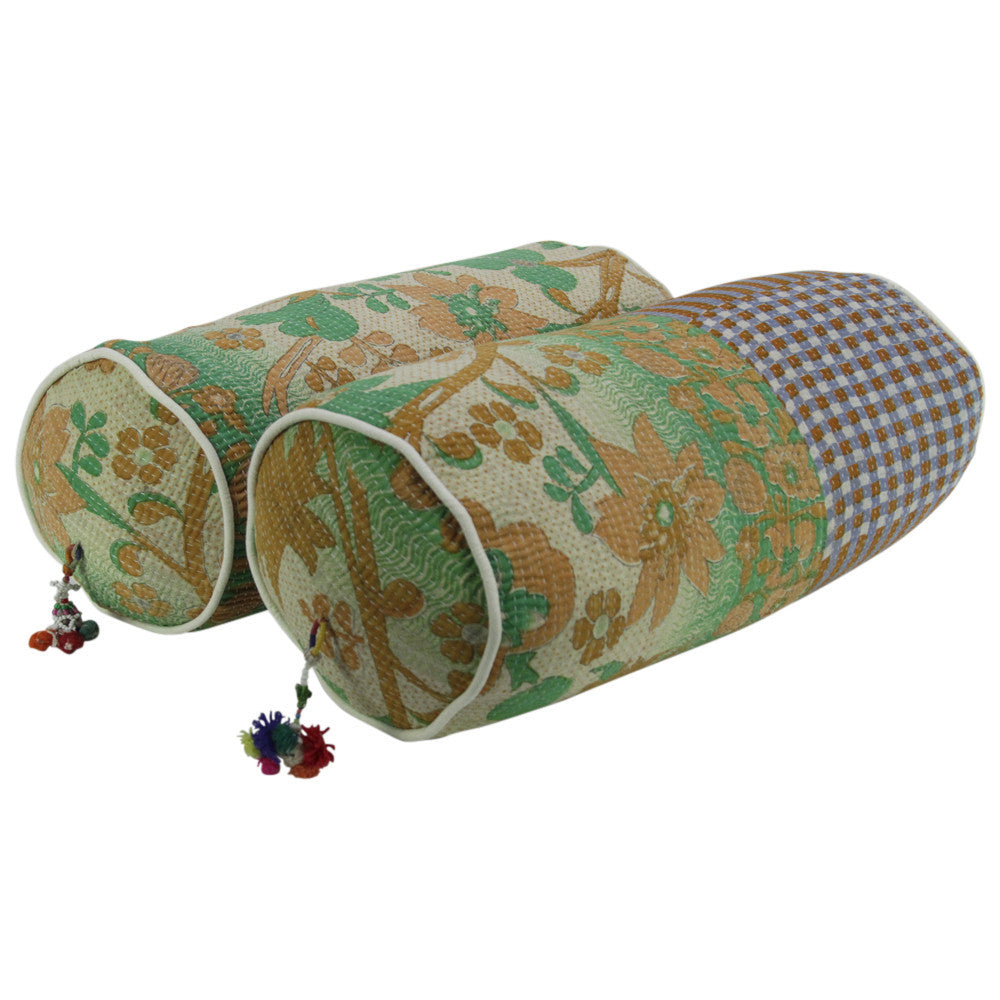 Marudham Kantha Pillows, Pair