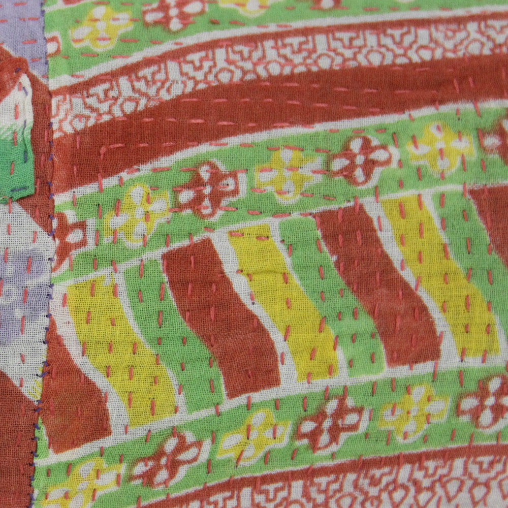 Lehariya Kantha Pillows, Pair
