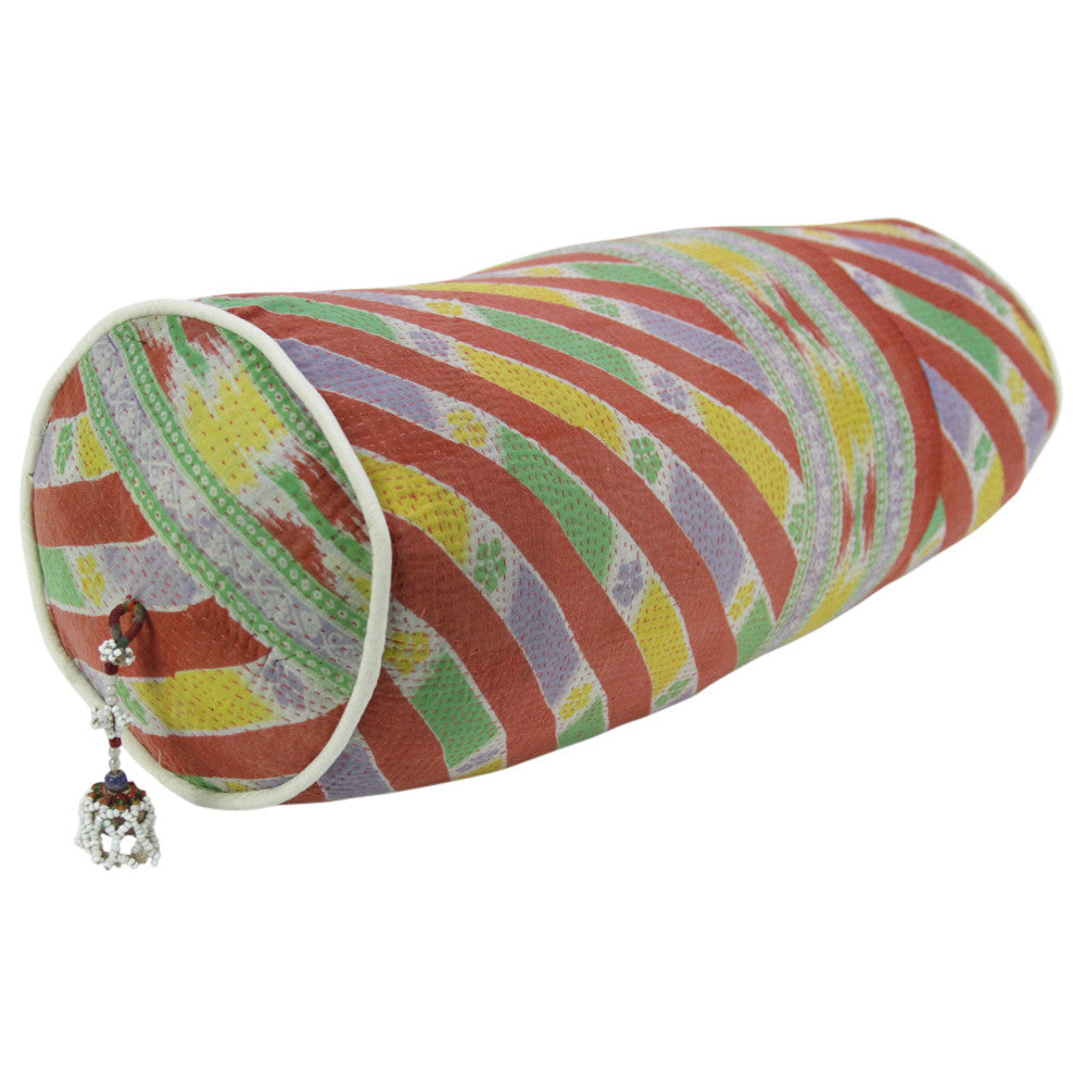 Lehariya Kantha Pillows, Pair