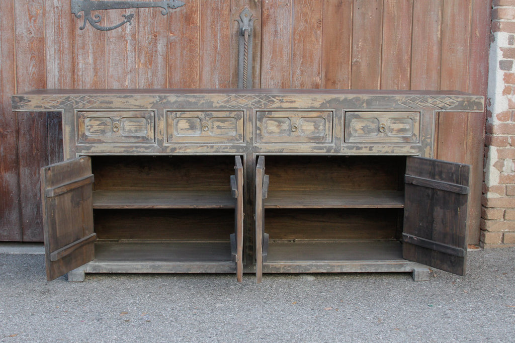 Reconstructed Ashen Carved Chev Sideboard