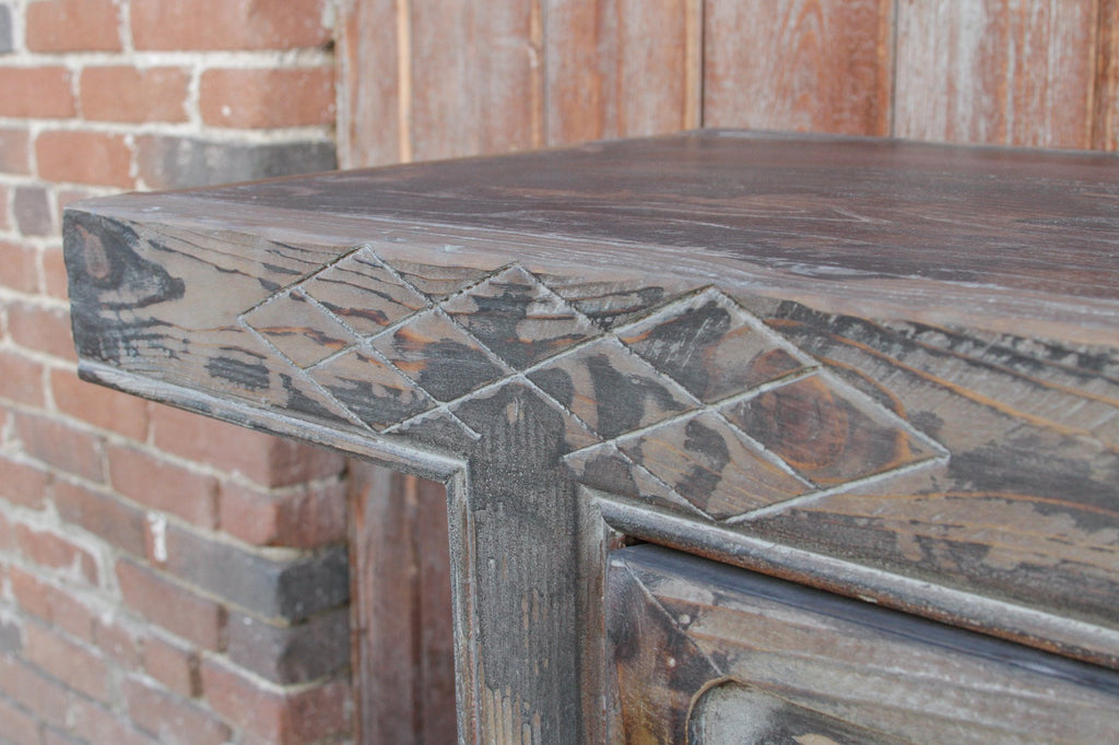Reconstructed Ashen Carved Chev Sideboard