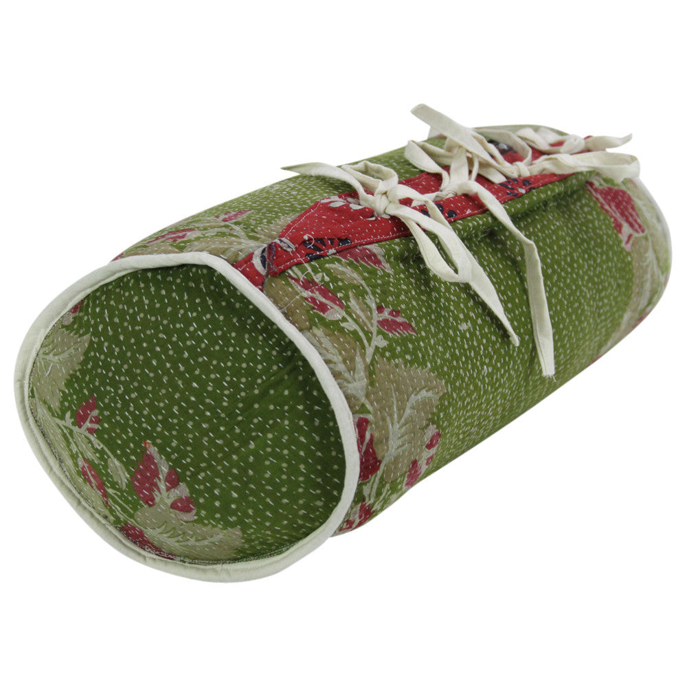 Arvi Kantha Bolster Pillows, Pair