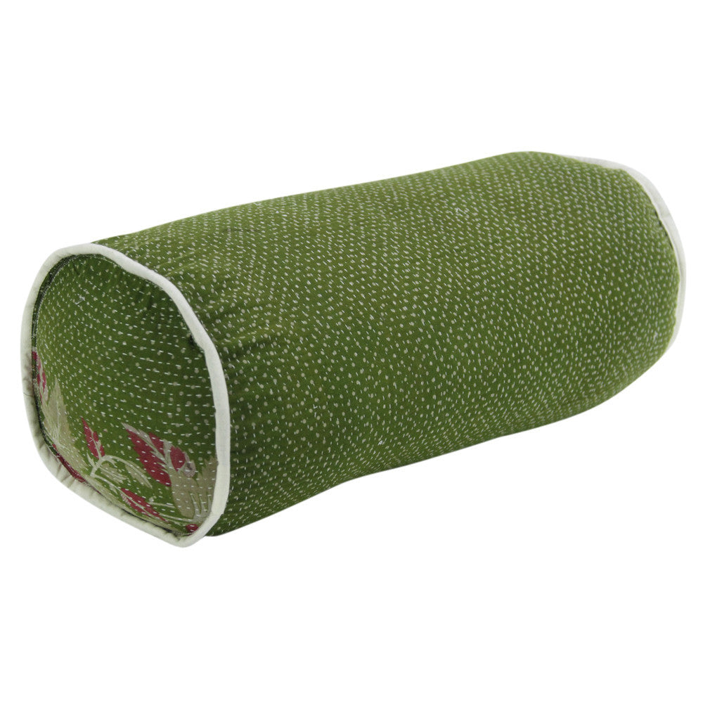 Arvi Kantha Bolster Pillows, Pair