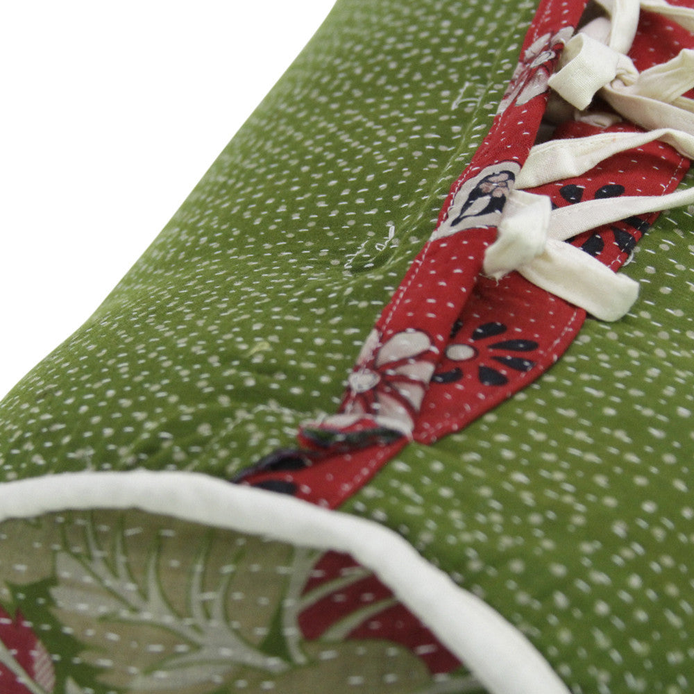 Arvi Kantha Bolster Pillows, Pair