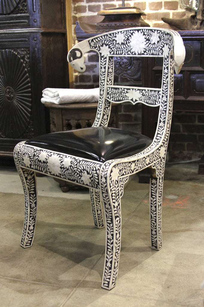 Anglo Indian Bone Inlay Chairs, Pair