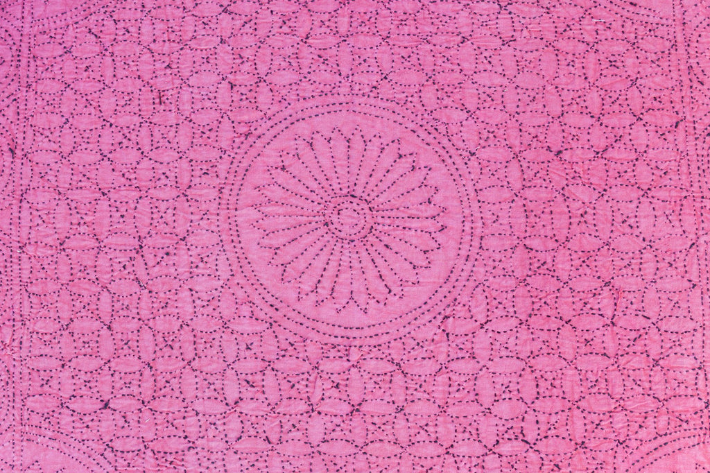 Nandi Carved Chakki Kantha Ottoman