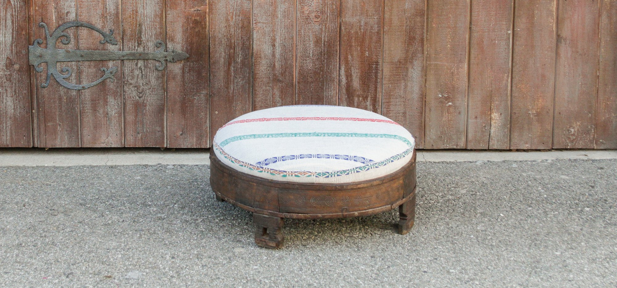 Madhuri Carved Chakki Kantha Ottoman