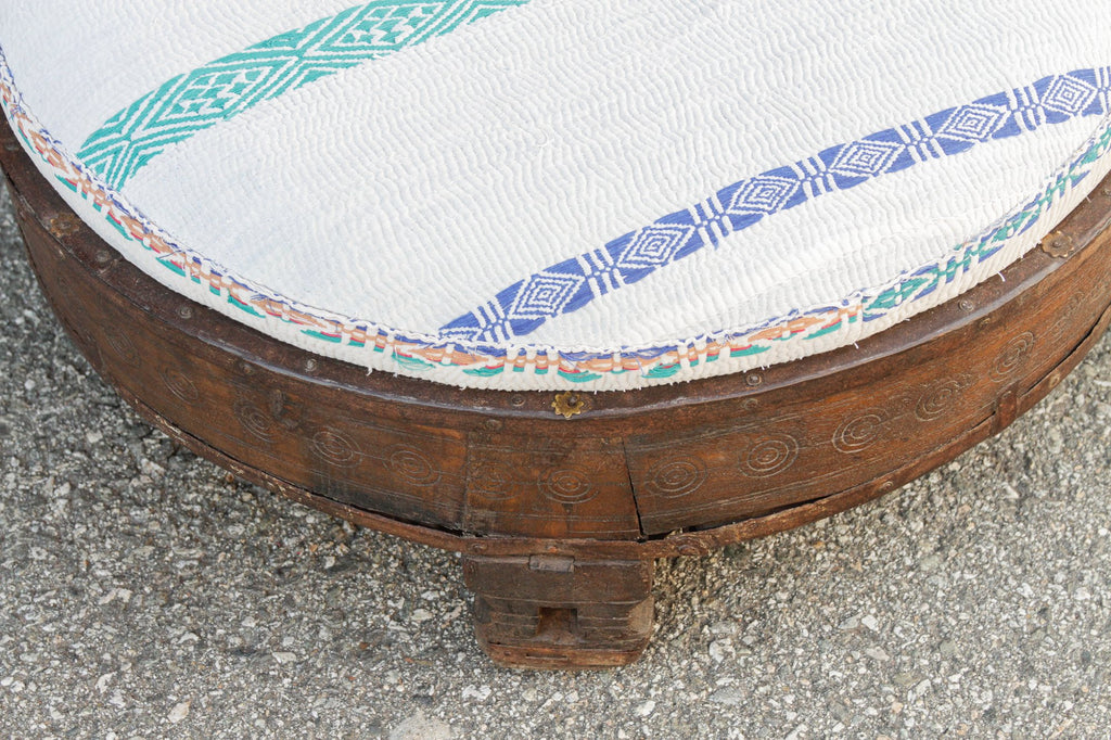 Madhuri Carved Chakki Kantha Ottoman