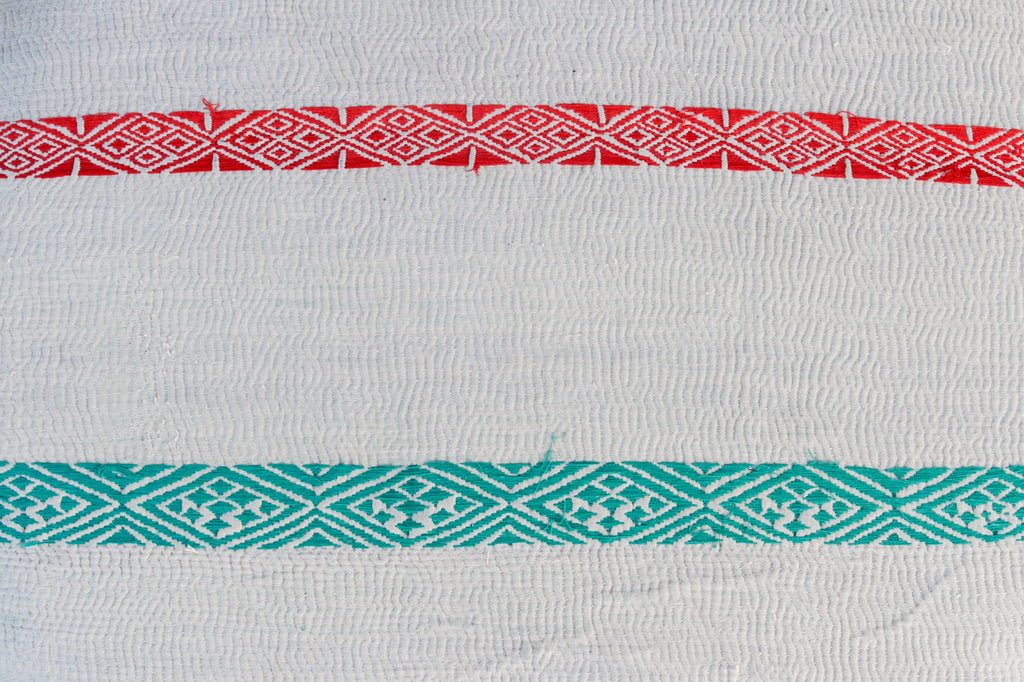 Madhuri Carved Chakki Kantha Ottoman