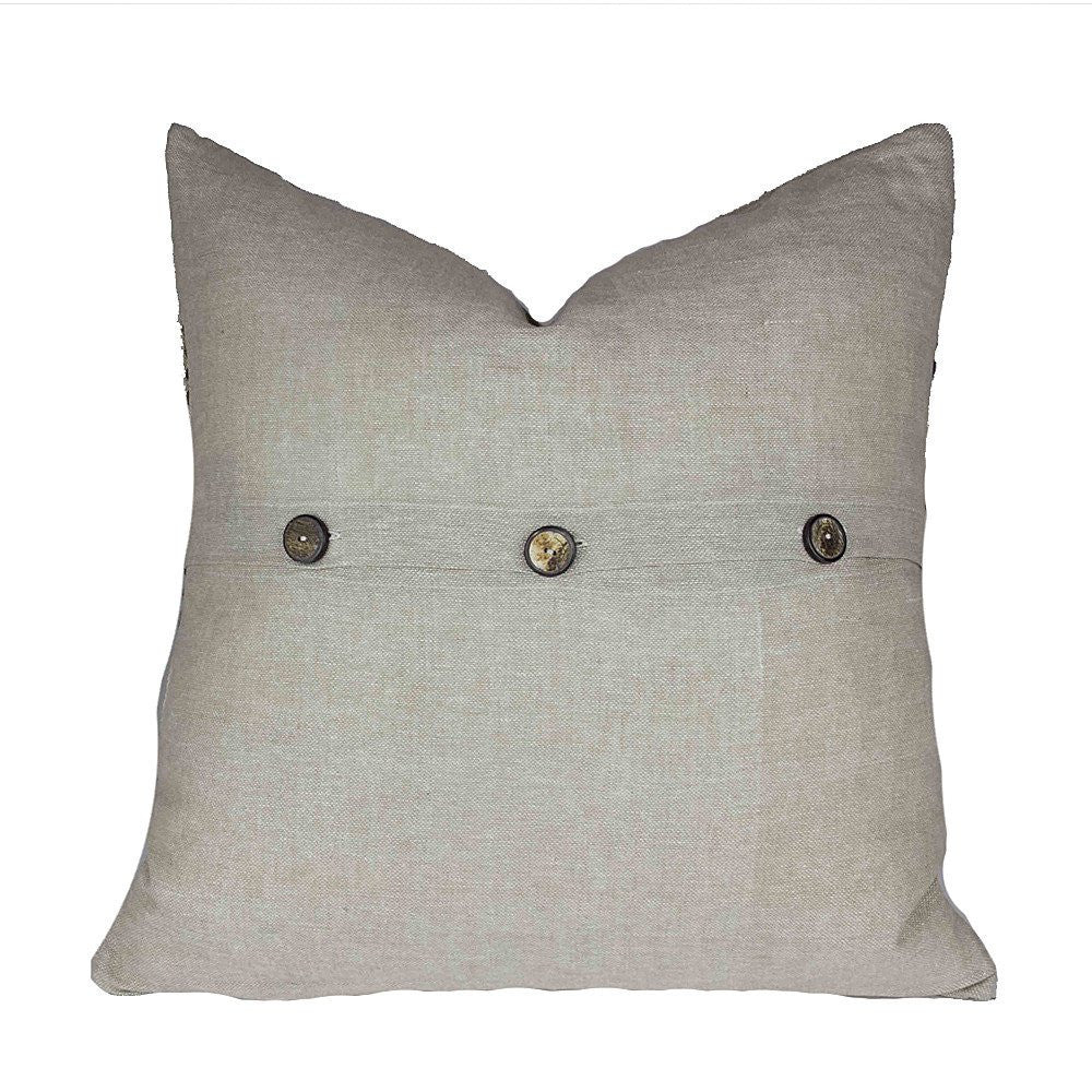 Fuschia Vintage Tribal Border Linen Pillow
