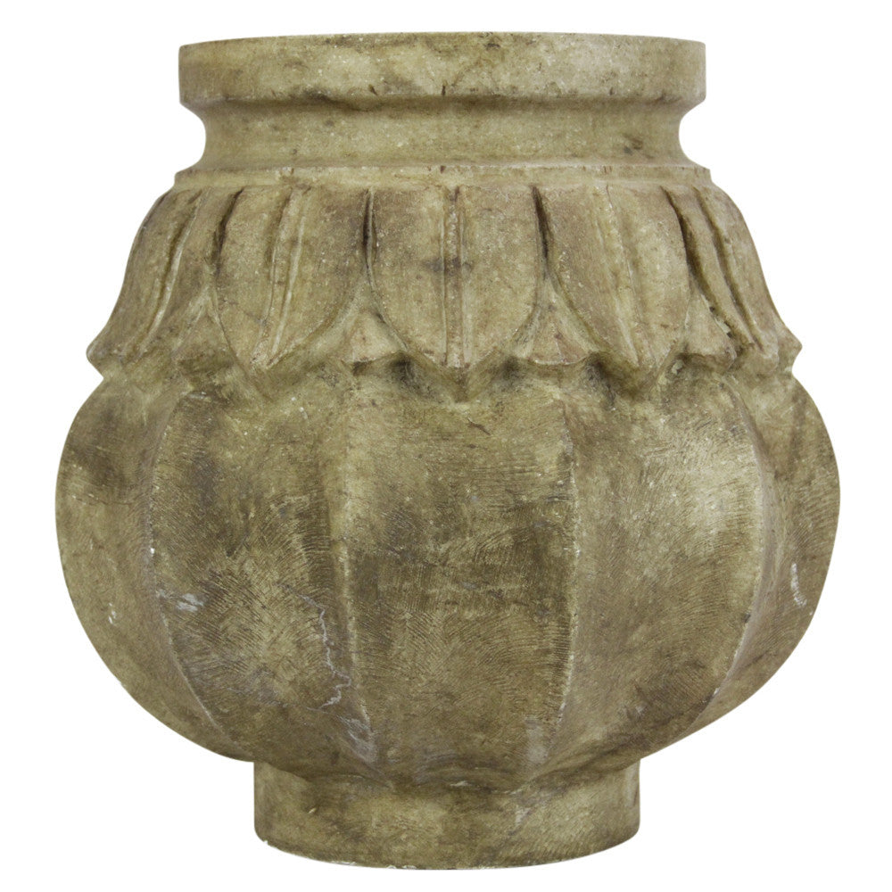 Large Brown Carved Marble Vase